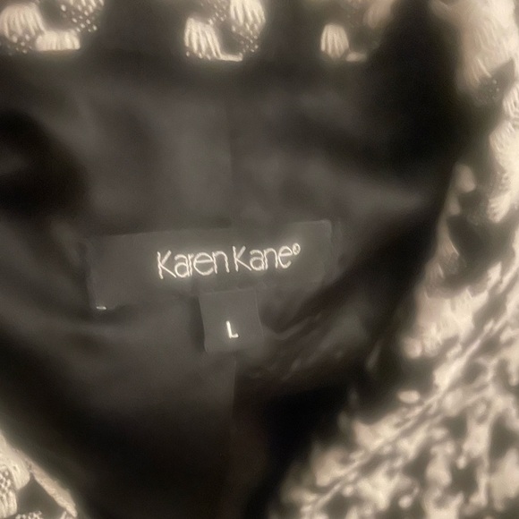 Karen Kane (Large) Monochrome Houndstooth 3/4 Length Cape Sleeve Luxury Blazer - Picture 10 of 11